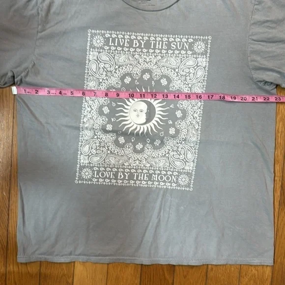 Ps / La Live By Sun Paisley Oversized Grey Graphic Short Sleeved Tee Shirt - Picture 8 of 11